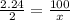 \frac{2.24}{2} = \frac{100}{x}