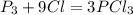 P_{3} + 9Cl = 3PCl_{3}