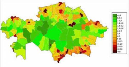 Картада халықтың орналасу тығыздығына сипаттама беріңіз​