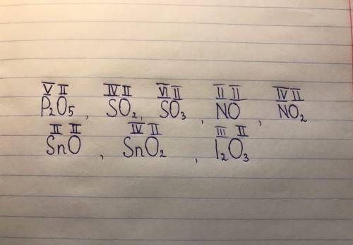 Визначити валентність. P2O5 , SO2 , SO3 , NO , NO2 , SnO , SnO2 ,I2O3