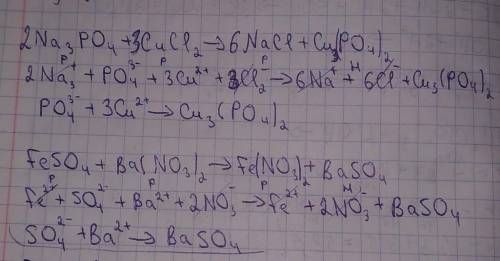 Напишить рівняння реакцій та зазначте повну і скорочену йонні форми. 1) натрій ортофосфат + купрум (