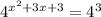 4^{x^2+3x+3}=4^3