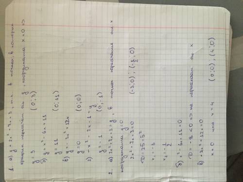 Функция задана формулой: а)y=2x^2+7x+3 б)y=x^2-6x+11 в)y=-3x^2+12x г)y=-x^2-2x-1 В каждом случае вып