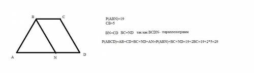 РАДИ БОГА В равнобедренной трапеции АВСD через вершину B проведена прямая, которая параллельна сторо
