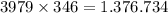 3979 \times 346 = 1.376.734