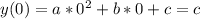 y(0)=a*0^2+b*0+c=c