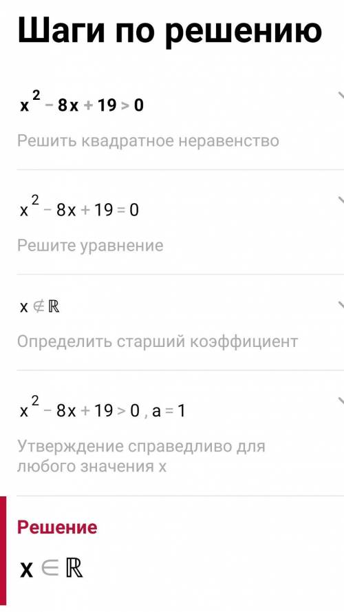 Доведіть нерівність x²-8x+19>0