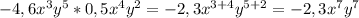-4,6x^3y^5*0,5x^4y^2=-2,3x^{3+4}y^{5+2}=-2,3x^7y^7