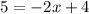 5=-2x+4