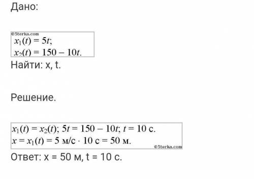 Рух велосипедиста задано рівнянням x=(150+10t) м. Чому дорівнює модуль переміщення велосипедиста чер