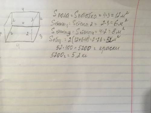 решить задачу Вычисли Какое количество краски потребуется для окрашивания гаража с измерениями 4 м 3
