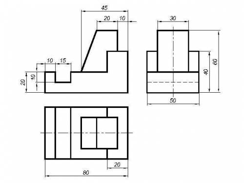 Начертить третий вид по двум и сделать изометрию​