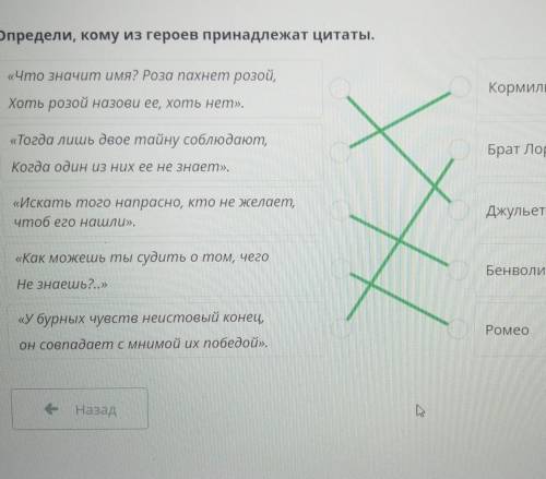 Трагедия У. Шекспира «Ромео и Джульетта» Определи, кому из героев принадлежат цитаты. Оставила здесь