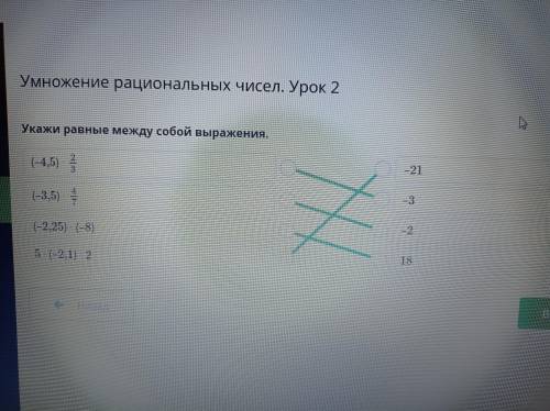 Умножение рациональных чисел. Урок 2 Укажи равные между собой выражения.