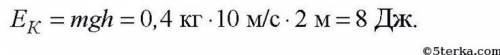 Знайти кінетичну енергію тіла масою 400 г, що упало з висоти 2 м, в момент падіння о землю.