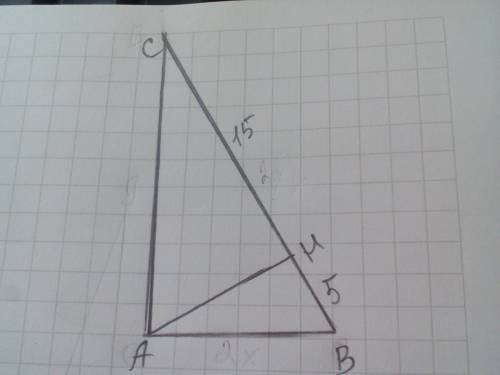 В прямоугольном треугольнике ABC гипотенуза BC=20 см. Найти длину высоты AH, если HC=15 см.