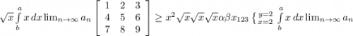 \sqrt{x} \int\limits^a_b {x} \, dx \lim_{n \to \infty} a_n \left[\begin{array}{ccc}1&2&3\\4&5&6\\7&8&9\end{array}\right] \geq x^{2} \sqrt{x} \sqrt{x} \sqrt{x} \alpha \beta x_{123} \left \{ {{y=2} \atop {x=2}} \right. \int\limits^a_b {x} \, dx \lim_{n \to \infty} a_n