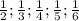 \frac{1}{2} ;\frac{1}{3};\frac{1}{4};\frac{1}{5};\frac{1}{6}