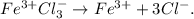 Fe^{3+} Cl^{-} _{3} \to Fe^{3+} + 3Cl^{-}.