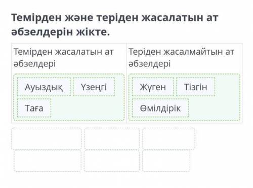 Темірден және теріден жасалатын ат әбзелдерін жікте.​