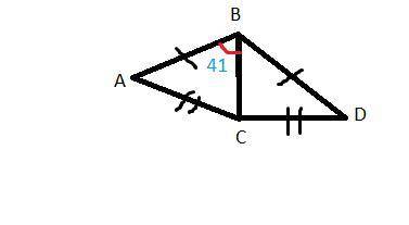 У треугольников ABC и DBC общая сторона BC, AB = BD, AC = CD, ∠ABC = 41°. Чему равен ∠ABD ? ответ: ∠