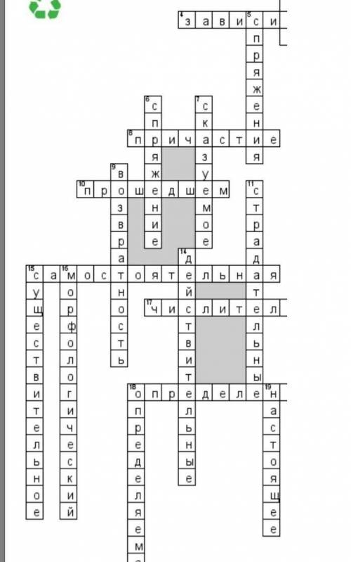 Составте кроссворд на тему причастие с 10 вопросами