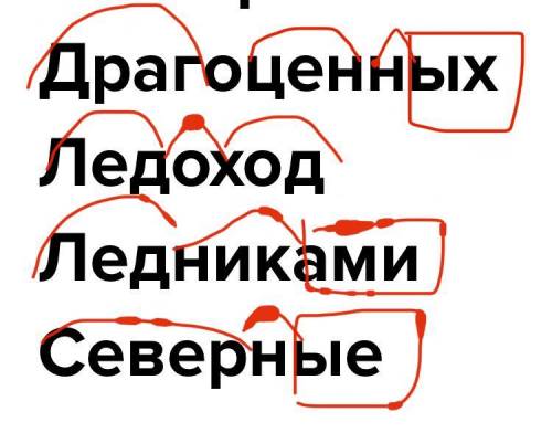 Разберите по составу слова: Драгоценных Ледоход Ледниками Северные