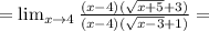 = \lim_{x\to 4} \frac{(x-4)(\sqrt{x+5}+3)}{(x-4)(\sqrt{x-3}+1)} =