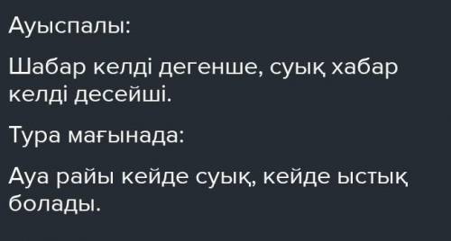 Суық сөзіне 1 ауыспалы мағынада және 1 тура мағынада сөйлем ​