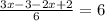 \frac{3x - 3 - 2x + 2}{6} = 6