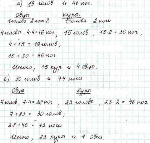 Решите задачу через систему уравнений с двумя переменными. В хозяйстве имеются куры и овцы. Сколько