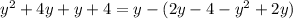 y ^{2} + 4y + y + 4 = y - (2y - 4 - {y}^{2} + 2y)