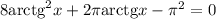 8\mathrm{arctg}^2x+2\pi \mathrm{arctg}x-\pi^2=0