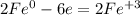 2Fe^{0} - 6e= 2Fe^{+3}\\