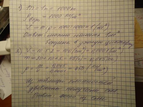1. Цистерна вмещает 1 т воды. Можно ли налить в эту цистерну 1 м3 бензина? 2. Тело имеет размеры: дл