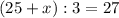 (25+x):3=27