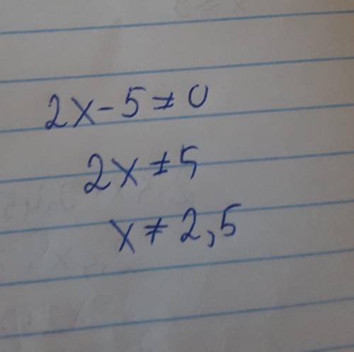 Найдите область определения функции заданной формулой: Y=2/2x-5