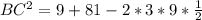 BC^2=9+81-2*3*9*\frac{1}{2}