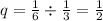 q = \frac{1}{6} \div \frac{1}{3} = \frac{1}{2}