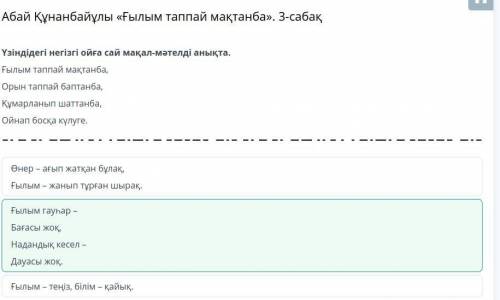 Абай Құнанбайұлы «Ғылым таппай мақтанба». 3-сабақ суреттерден өлең мазмұнына сай құндылықтарды анықт