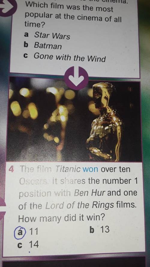 The film Titanic won over ten Oscars. It shares the number 1position with Ben Hur and oneof the Lord