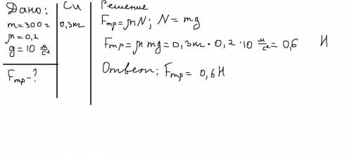 Тело равномерно тянут по горизонтальной поверхности с некоторой горизонтальной силой. Масса тела 300