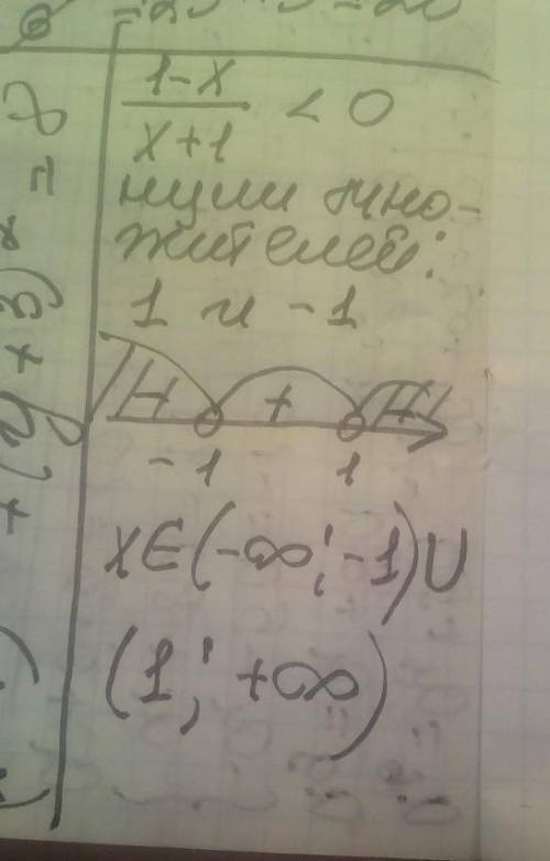 1-х/х+1<0 решение неравенств методом интервалов решите