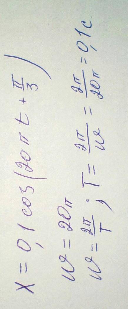 Тіло здійснює гармонійні коливання за законом . Визначте період коливань. Запишіть лише числове зна