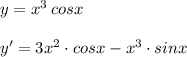 y=x^3\, cosx\\\\y'=3x^2\cdot cosx-x^3\cdot sinx
