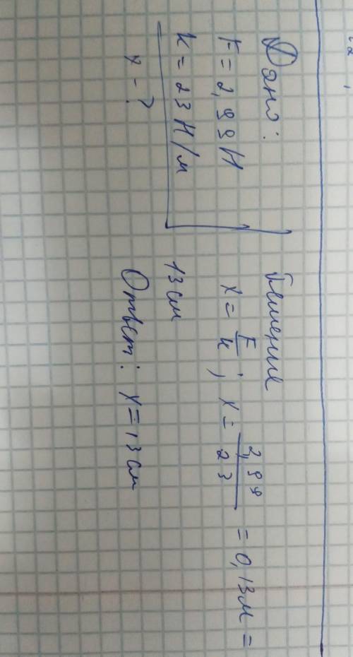 Найди, на сколько сантиметров удлинится пружина под действием силы 2,99 Н. Н.Коэффициент жёсткости п