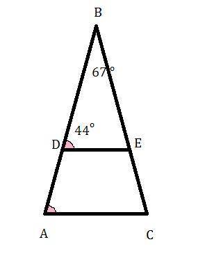 Нарисуй треугольник ABC и проведи ED ∥ CA. Известно, что: D∈AB,E∈BC, ∢ABC=78°, ∢EDB=57°.Найди ∡ ACB.