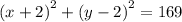 {(x + 2)}^{2} + {(y - 2)}^{2} = 169