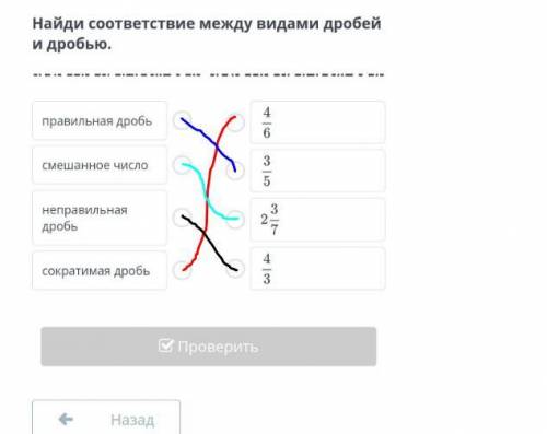 Найди соответсвие между видами дробей и дробью