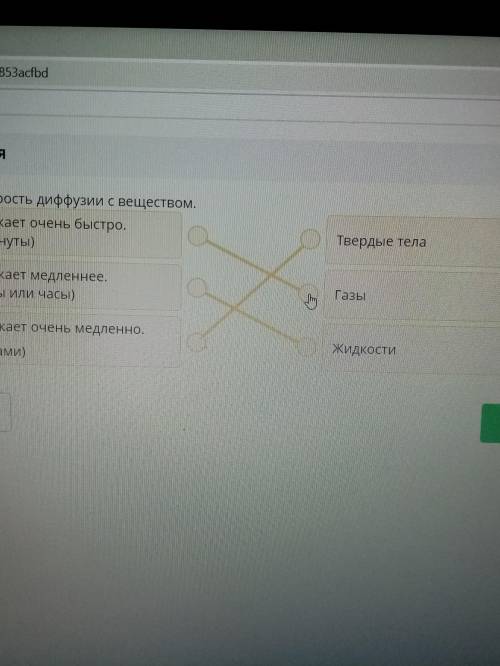 ТЕКСТ ЗАДАНИЯ Соотнесите скорость диффузии свеществом,Диффузияпротекает оченьбыстро. (секундыили мин